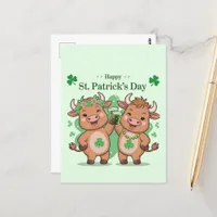 Cute St Patricks Day Cows  Postcard