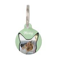 Cat photo shape pet ID tag