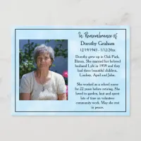 Remembrance Card for Funeral Or Memorial Keepsake