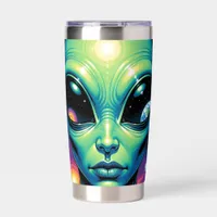 Alien Face with Planets Reflections in Eyes Insulated Tumbler