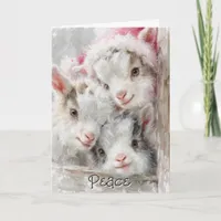 Cute Baby Goats - Snow Babies 3 Christmas Holiday Card