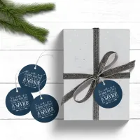 Christian Christmas Verse Typography Holiday Blue Favor Tags