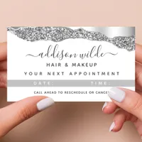 Silver Glitter Diamonds Glam Appointment Card