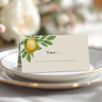 Watercolor Lemon Yellow Citrus Rustic Wedding Place Card