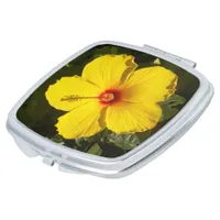 Yellow Hibiscus Flower Square Compact Mirror