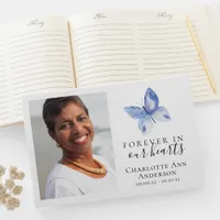 Forever in Our Hearts Blue Butterfly Funeral Guest Book