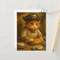 Cute Pirate Cat Baker Postcard