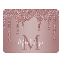Rose Gold Sparkle Glitter Drips Monogram Door Sign