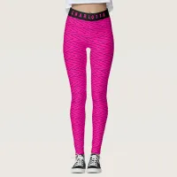 Hot Pink Abstract Zigzag Leisure And Yoga Name Leggings