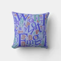 Cute From A to Z Alphabet Crazy Fun Design Throw Pillow