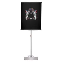 Skeleton Hand Heart USA Patriotic American Table Lamp