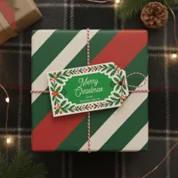 Merry Christmas Folk Art Holiday Greenery Berry  Gift Tags