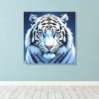 Blue eyed White Tiger Ai Art Canvas Print