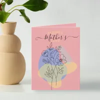 Modern Botanical Pastel Line Art Mother's Day Card