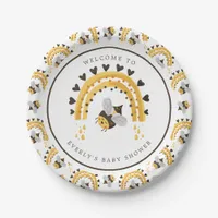 Mod Rainbow Bumblebee Honey Bee Baby Shower Paper Plates