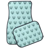 Charming heart pattern in mint green  car floor mat