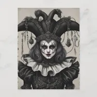 The Joker Clown in Black and White Postcard