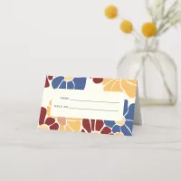 Retro Groovy Boho Chic Floral Wedding Place Card