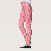 Leggings - Red Hexagon Pattern
