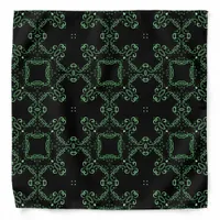 Black and Green Vintage Baroque Pattern Bandana