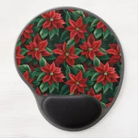 Pretty Red and Green Poinsettias Digital Art Gel Mouse Pad