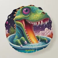 Welcome to the Magical World of Dino Delights Round Pillow