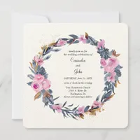 Floral Wreath Wedding Invitation