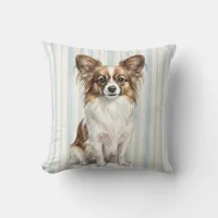 Watercolor Papillon Dog Pillow