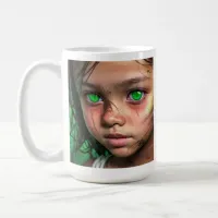 Tribal Kids |  Futuristic Girl Glowing Green Eyes Coffee Mug