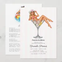 Martinis & Bikinis Beach/Pool Bachelorette Weekend Invitation