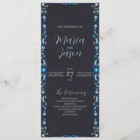 Mexican Navy Blue Floral Elegant Classic Wedding Program