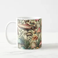 Vintage Mushrooms, Flowers, Butterflies Whimsical Coffee Mug