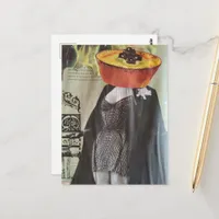Eggplant Ramekin Head Fashion Lady Surreal Collage Postcard