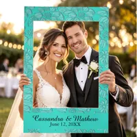 3D Turquoise Daisies Personalized Wedding Photo Selfie Frame