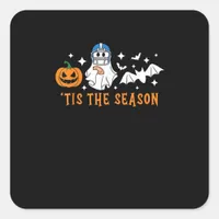 Tis The Season Football Halloween Spooky Pumpkin Square Sticker