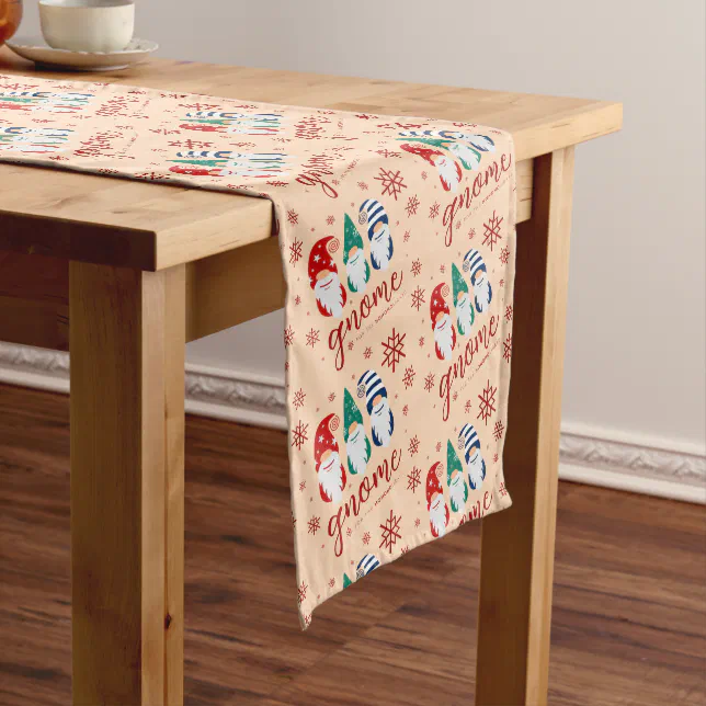 Hygge Christmas Gnome for the Holidays Snowflakes Medium Table Runner