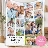 Personalized Cute Family Unique 11 Photos Collage Sherpa Blanket