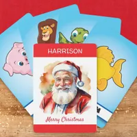 Santa Claus Picture Merry Christmas Personalized Matching Game Cards