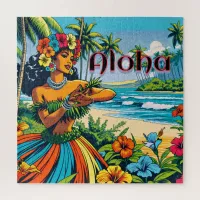 Aloha | Hawaii Hula Dancer on the Beach Jigsaw Puzzle