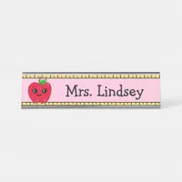 Personalized Teacher's Cartoon Apple and Ruler Desk Name Plate