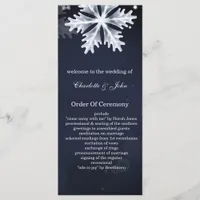 navy blue snowflakes winter wedding programs