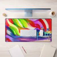 Santa Monica Pier swirly Candy AI Art Desk Mat