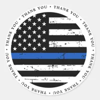 Thin Blue Line Flag Police Officer Thank You Class Classic Round Sticker