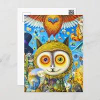 Chaotic and Colorful Fantasy Creatures Postcard