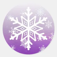 Purple Christmas Snowflakes Classic Round Sticker