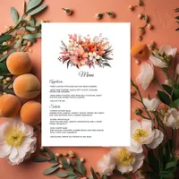 Peach Fuzz Floral Wedding Menu