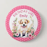 Puppy Dog Themed Personalized Birthday Button