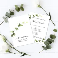 Green English Ivy Watercolor Death Anniversary  Invitation