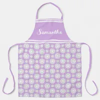 Any Name Cute Floral Daisy Pattern All-Over Print Apron