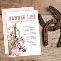 Pink Western Cowgirl Baby Shower Saddle Up Card